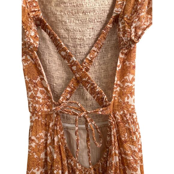 Free People Ultraviolet Maxi Dress Puff Sleeve Smocked Boho Milkmaid Cottage L - Picture 8 of 10